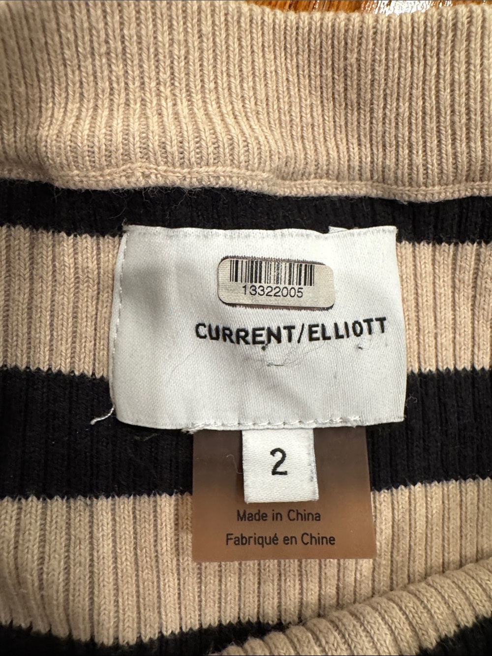The It Girl Top Current/Elliott Black & Cream stripe long sleeve ribbed sweater - Picture 6 of 7